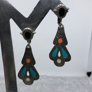 Vintage Celebrity brand Southwestern Boho Festival earrings Statement Dangle